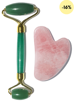 Roller Aventurina + Gua Sha Cuarzo Rosa 