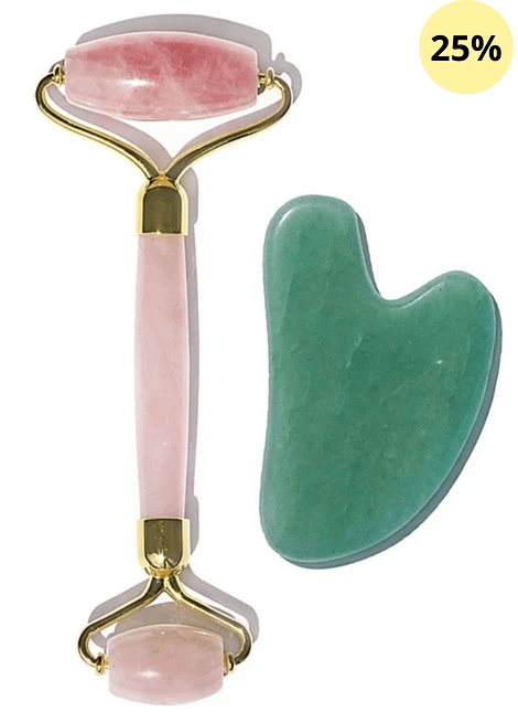 Roller Cuarzo Rosa + Gua Sha Jade 