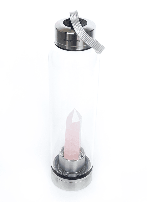 Botella de Cristal Cuarzo Rosa