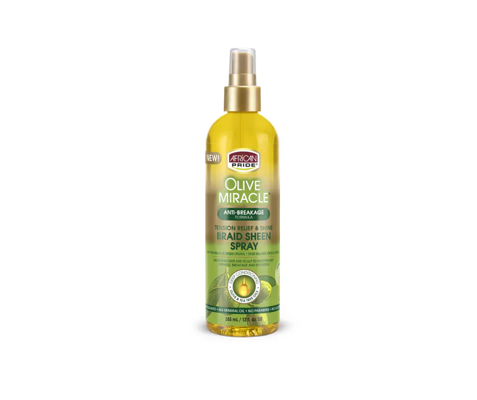 African Pride Braid Sheen Spray Oliva Miracle 1