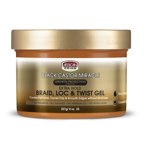 BLACK CASTOR MIRACLE BRAID, LOC & TWIST GEL 227g