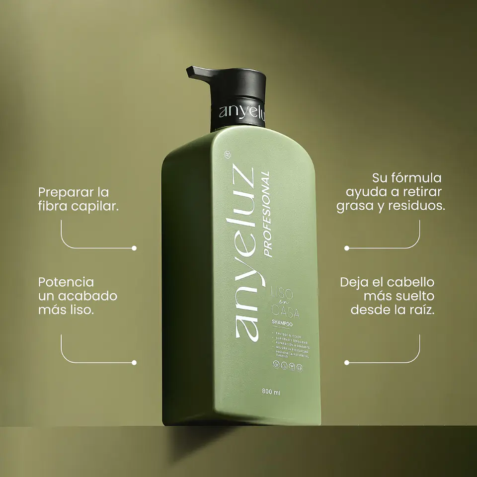 Anyeluz Shampoo Liso en Casa Profesional 800ml 2