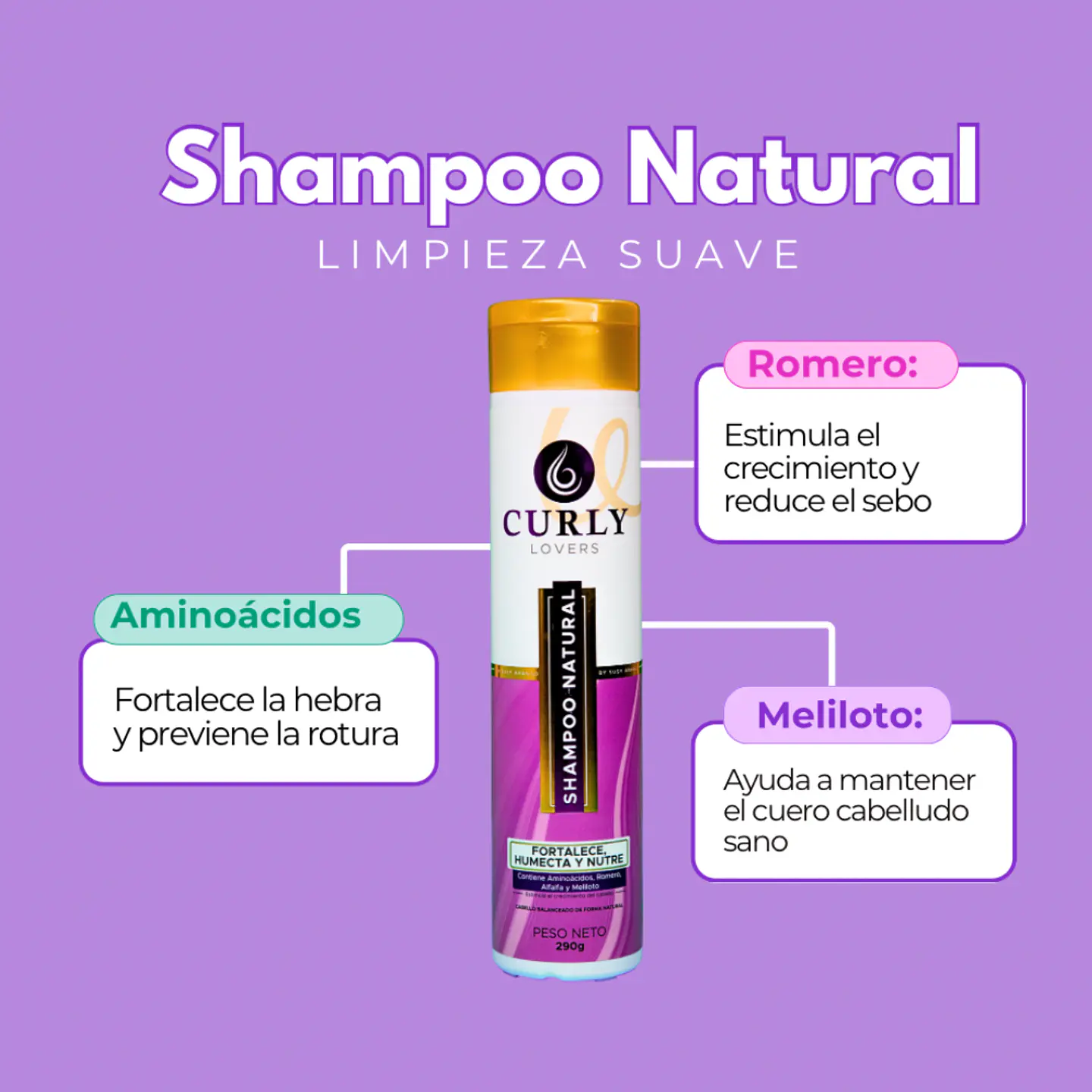 Curly Lovers Shampoo Natural 290g 2
