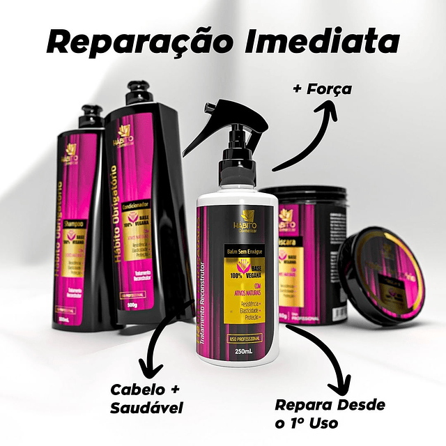 Habito Obrigatório Набор для мгновенной реконструкции волос для домашнего ухода Vegano, 500*2,980,250 ml