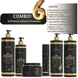 Набор Нанопластики Donna Indiana Liso Hair Reducer Volume от Quenn Care (6 продуктов)