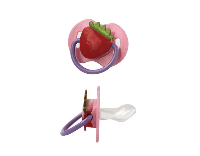 Chupete fruta + portachupete – rosa