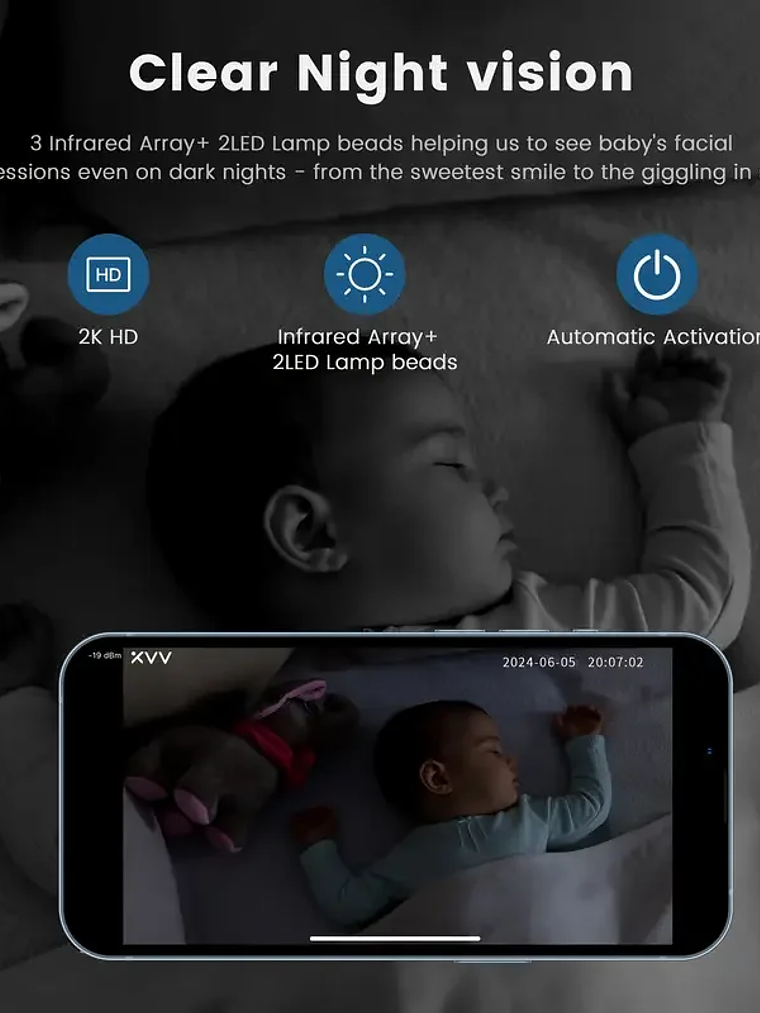 Monitor de Bebé WiFi 2K 6