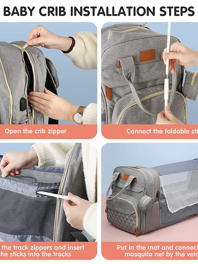 Mochila Maternal 3 en 1 Impermeable 3