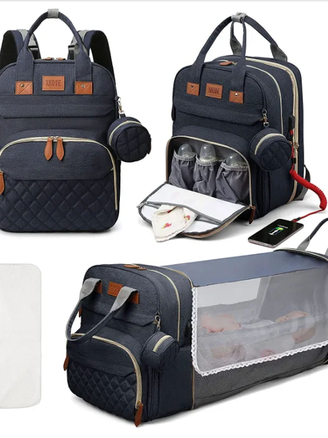 Mochila Maternal 3 en 1 Impermeable 8