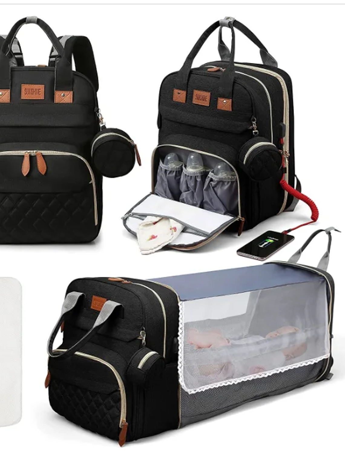 Mochila Maternal 3 en 1 Impermeable 9