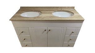 MUEBLE TMUEBLES TRAVERTINO RECTO VANITORIO DOBLE LACADO CUBIERTA MARMOL 120 X 50 X 85 BLANCO