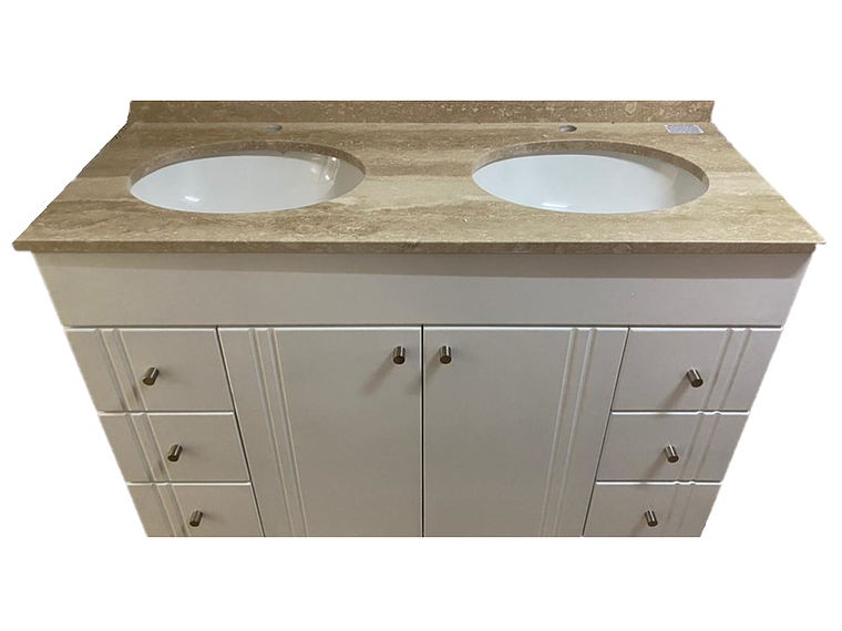 MUEBLE TMUEBLES TRAVERTINO RECTO VANITORIO DOBLE LACADO CUBIERTA MARMOL 120 X 50 X 85 BLANCO 1