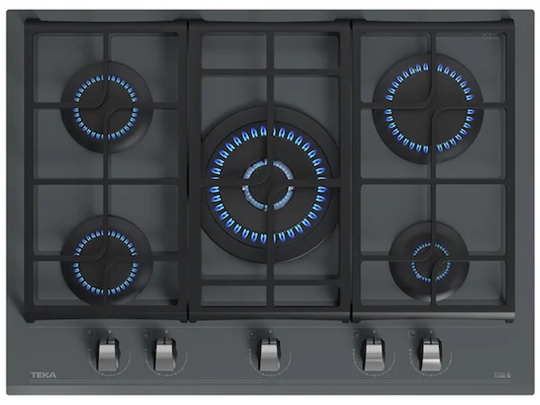 ENCIMERA CRISTAL GAS 5 QUEMADORES GZC 75330 XBB STONE GREY TEKA 1