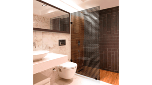 SHOWER DOOR VIDRIO TEMPLADO CON IMPRESIÓN DIGITAL 100X190 CM HERRAJE NEGRO