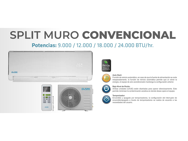 AIRE ACONDICIONADO SPLIT CLARK 9000 BTU ON/OFF 4