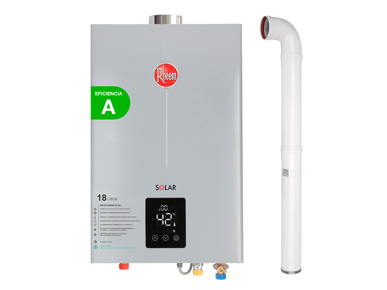 PACK CALEFONT RHEEM 18 LITROS TIRO FORZADO GAS NATURAL + KIT 1