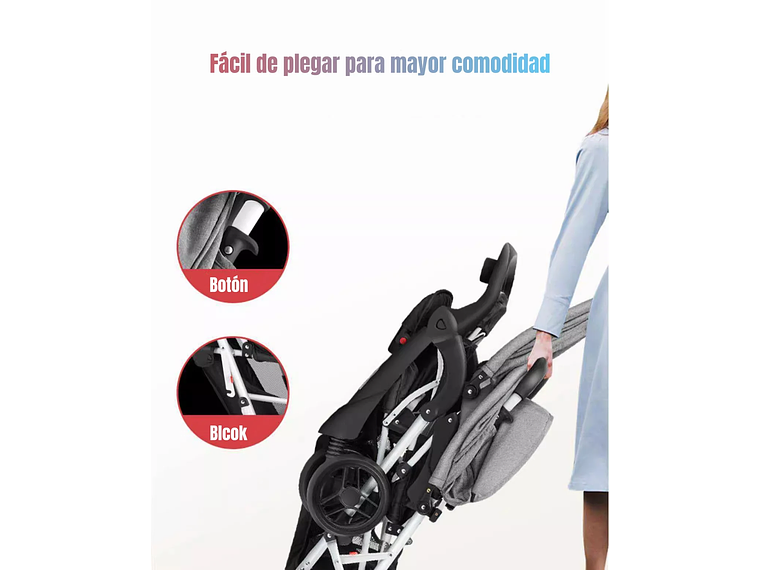 COCHE DOBLE DUO RECLINABLE PLEGABLE GRIS BY LUBABYCAS 5