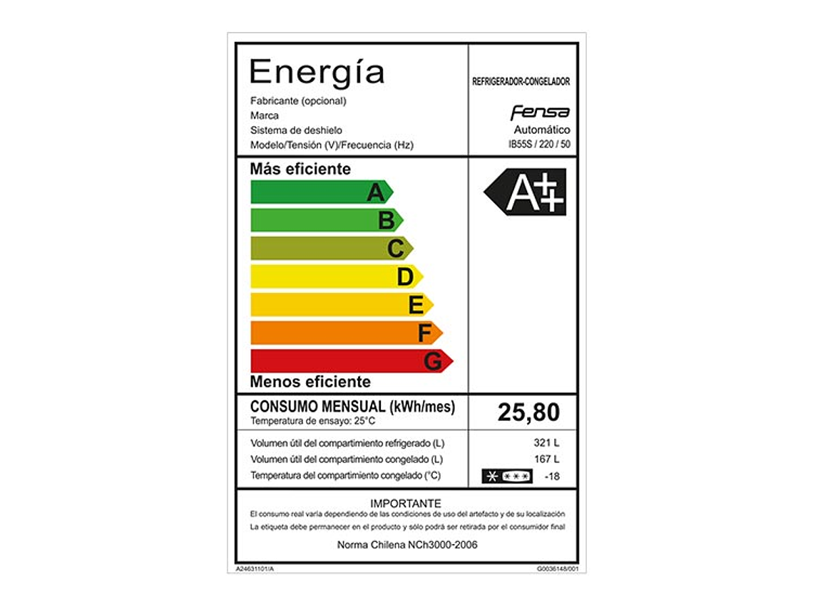 REFRIGERADOR FENSA BOTTOM FREEZER NO FROST 488 L IB55S 8