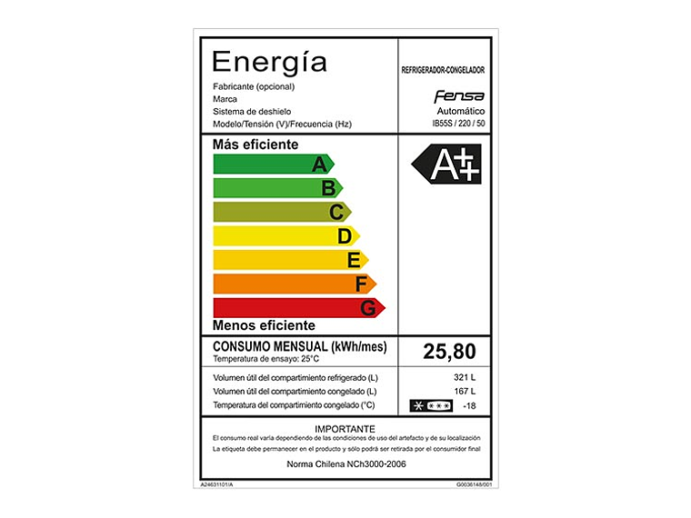 REFRIGERADOR FENSA BOTTOM FREEZER NO FROST 488 L IB55S 8