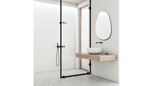 SHOWER DOOR VIDRIO TEMPLADO CON IMPRESIÓN DIGITAL 100X190 CM HERRAJE NEGRO