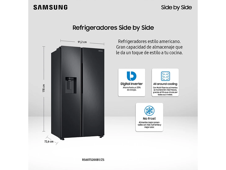 REFRIGERADOR SAMSUNG SIDE BY SIDE DE 602 LTS SPACE MAX 7