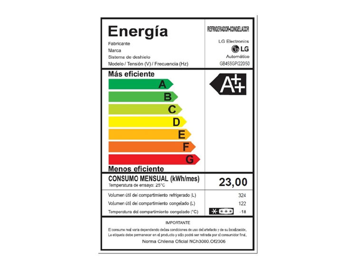 REFRIGERADOR LG BOTTOM FREEZER NO FROST 446 L DOOR COOLING GB45SGP 11