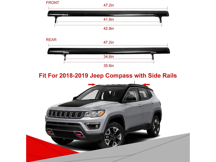 BARRAS PORTAEQUIPAJES OEM JEEP COMPASS NEGRAS 2016 UP 2