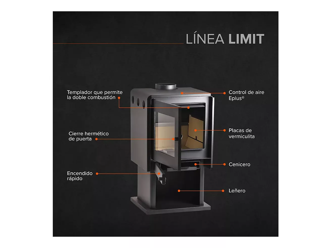 ESTUFA A LEÑA LIMIT 380 CERTIFICADA / BOSCA 3
