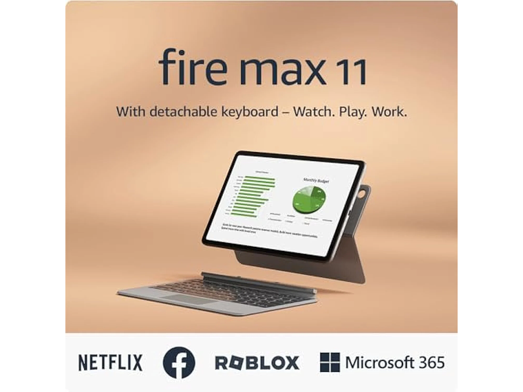 TABLET Y FUNDA CON TECLADO AMAZON FIRE MAX 11 CON PROCESADOR DE 8 NÚCLEOS DE 64 GB 1