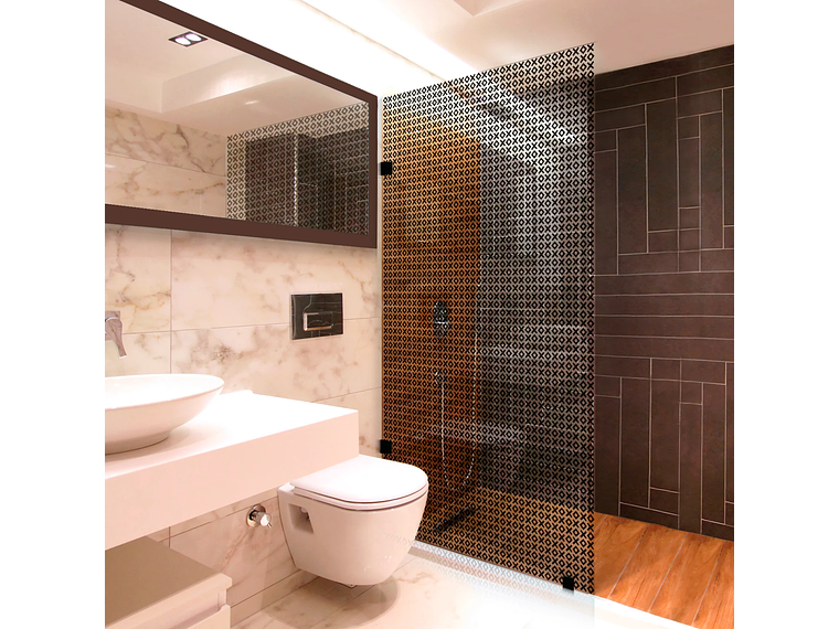 SHOWER DOOR VIDRIO TEMPLADO CON IMPRESIÓN DIGITAL 90X190 CM HERRAJE NEGRO 1