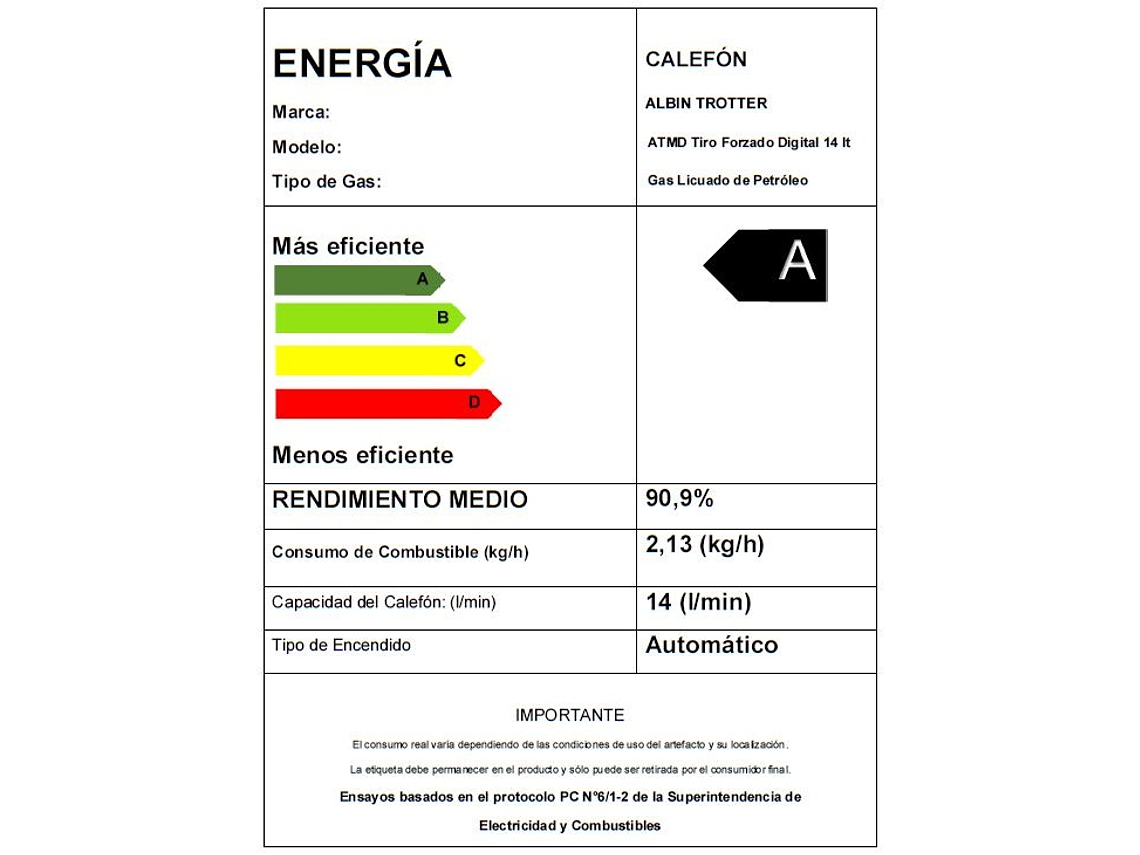 CALEFONT TIRO FORZADO, DIGITAL, 14 LITROS, GAS LICUADO 2