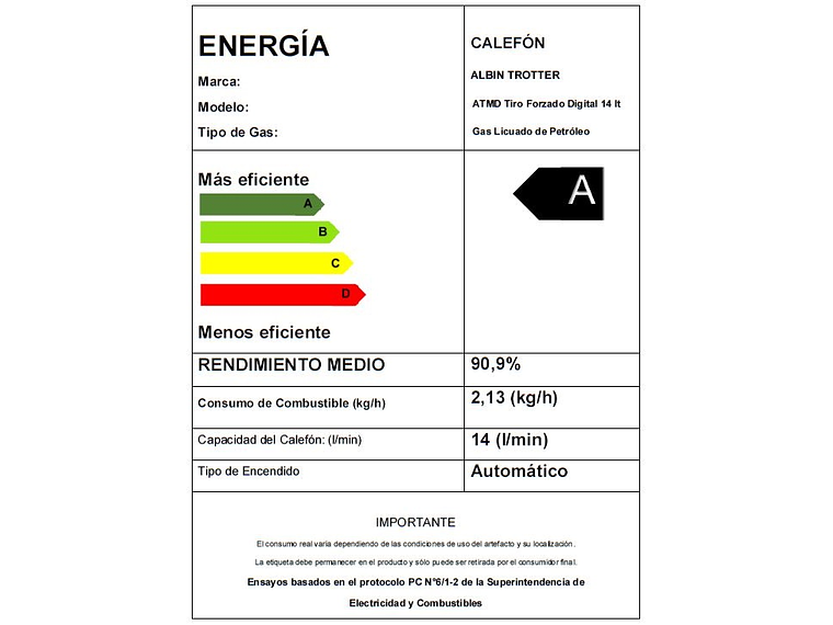 CALEFONT TIRO FORZADO, DIGITAL, 14 LITROS, GAS LICUADO 2