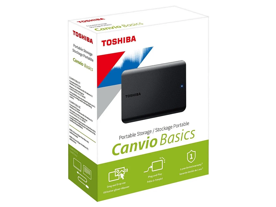 DISCO DURO EXTERNO TOSHIBA CANVIO BASICS 4TB USB 3.0 NEGRO 3