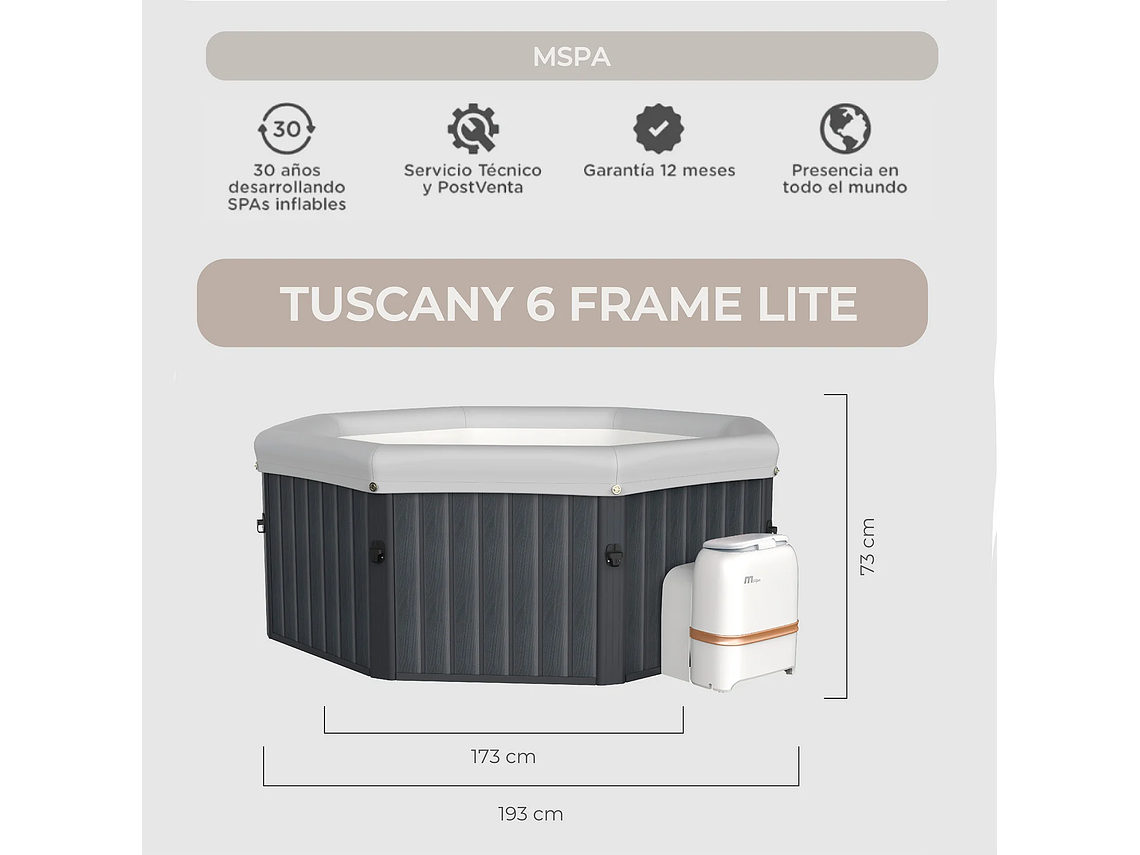 HOT TUB ARMABLE / SPA TUSCANY 6 FRAME / MSPA 6 PERSONAS 3