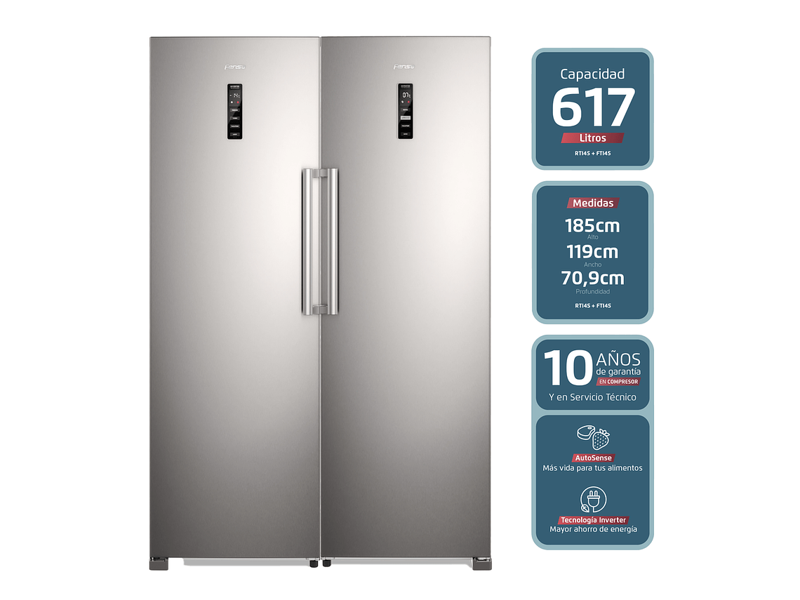 KIT REFRIGERADOR RTI4S + FREEZER FTI4S NOFROST INVERTER 617L 3