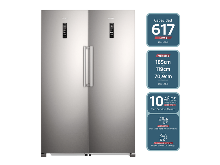 KIT REFRIGERADOR RTI4S + FREEZER FTI4S NOFROST INVERTER 617L 3