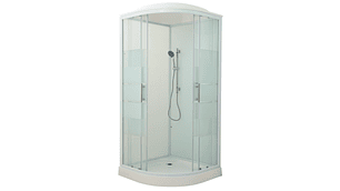 CABINA DE DUCHA CURVA CON LÍNEAS 90X90X215 CM (INCLUYE TECHO Y RECEPTÁCULO)