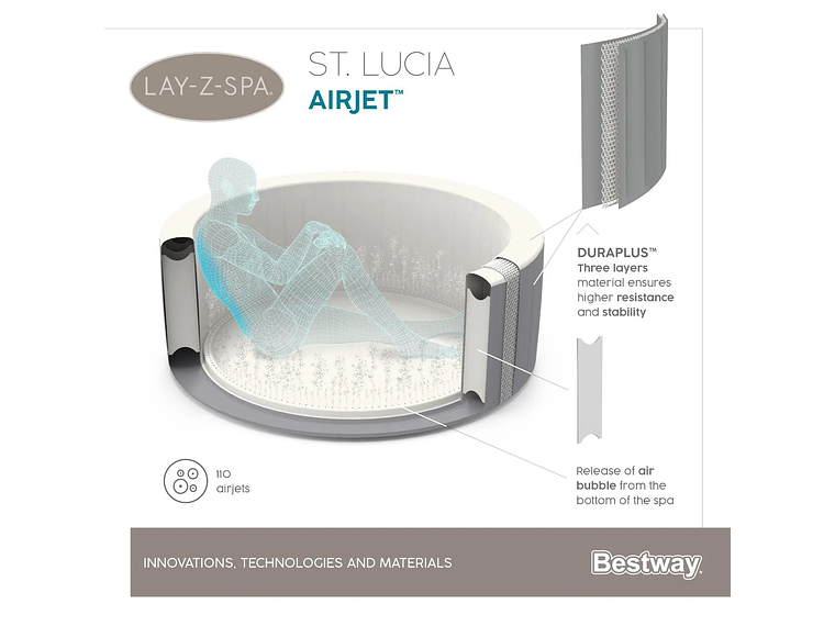 HOT TUB SPA JACUZZI INFLABLE ST. LUCIA 3 PERSONAS BESTWAY 3