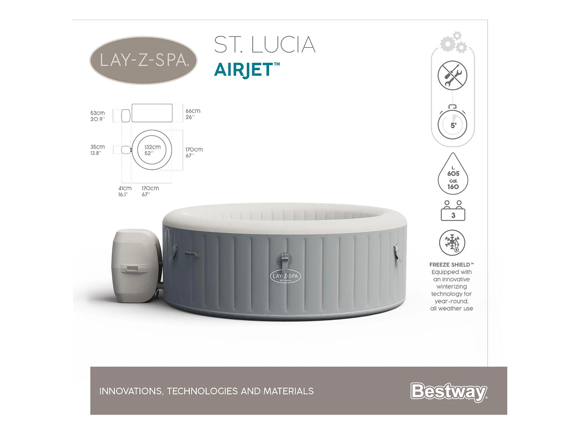 HOT TUB SPA JACUZZI INFLABLE ST. LUCIA 3 PERSONAS BESTWAY 5
