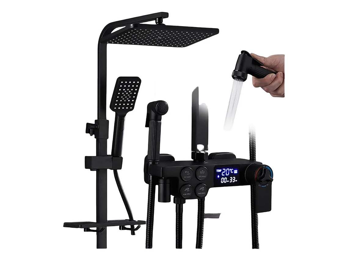 COLUMNA DE DUCHA NEGRA MATE CON PANTALLA DIGITAL INTELIGENTE 1