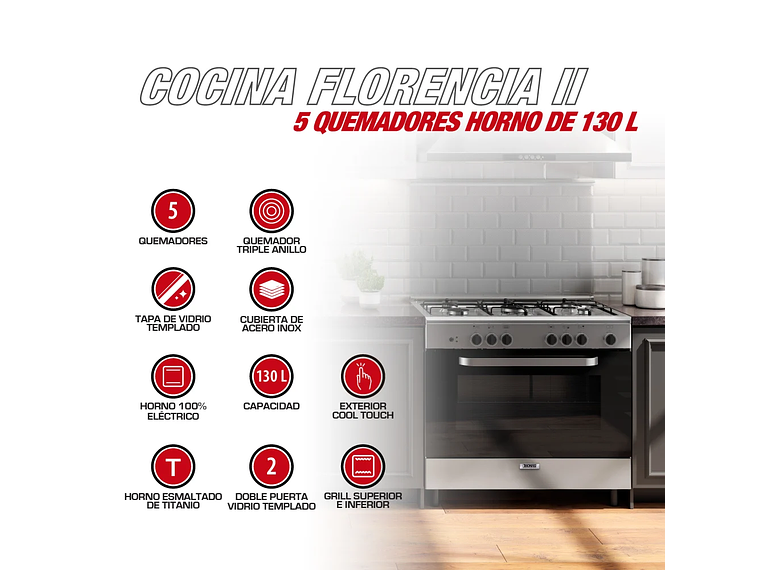 COCINA 5 QUEMADORES HORNO DE 130 LTS 2