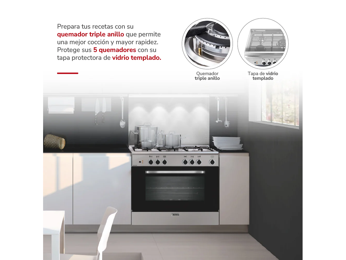 COCINA 5 QUEMADORES HORNO DE 130 LTS 4