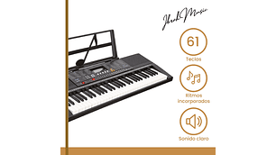 TECLADO IBRAH MUSIC MUSICAL 61 TECLAS IBRAH PIANO + FUNDA + ATRIL