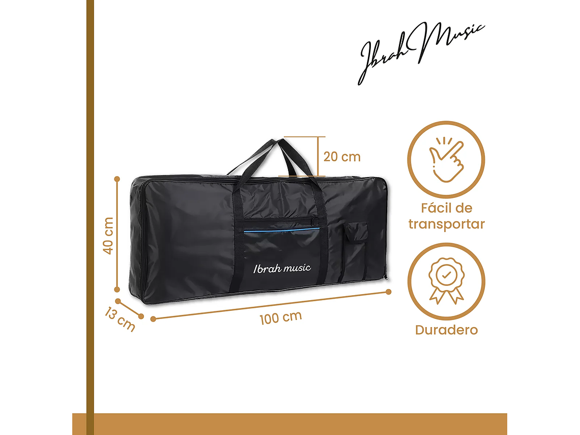 TECLADO IBRAH MUSIC MUSICAL 61 TECLAS IBRAH PIANO + FUNDA + ATRIL 3