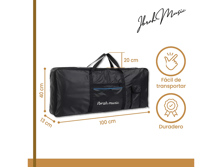 TECLADO IBRAH MUSIC MUSICAL 61 TECLAS IBRAH PIANO + FUNDA + ATRIL 3