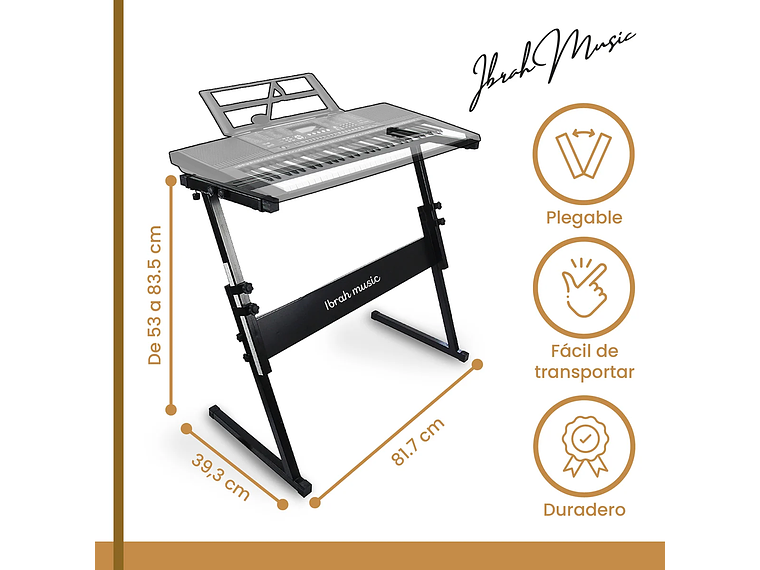 TECLADO IBRAH MUSIC MUSICAL 61 TECLAS IBRAH PIANO + FUNDA + ATRIL 4