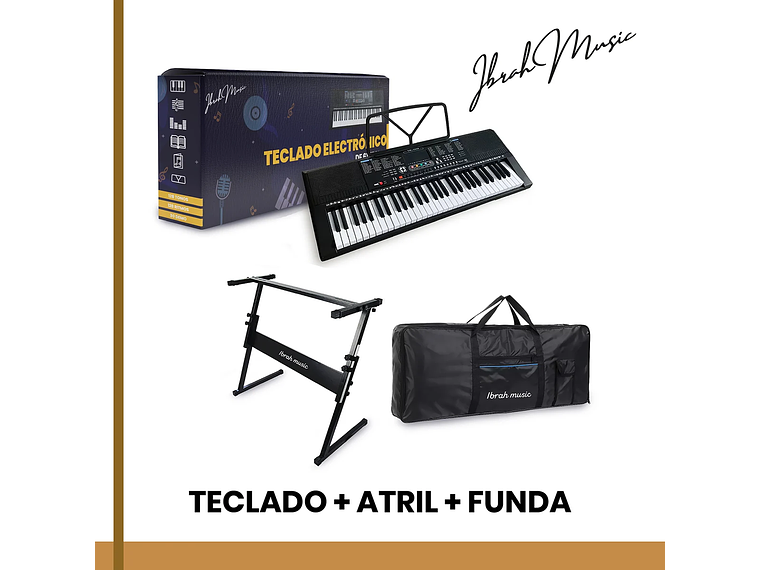 TECLADO IBRAH MUSIC MUSICAL 61 TECLAS IBRAH PIANO + FUNDA + ATRIL 5