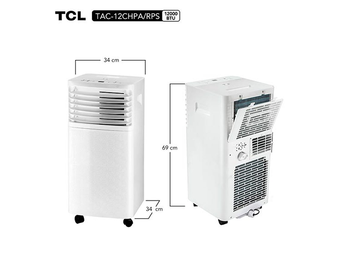 AIRE ACONDICIONADO PORTÁTIL FRÍO/CALOR TCL 12000 BTU 4 EN 1 8