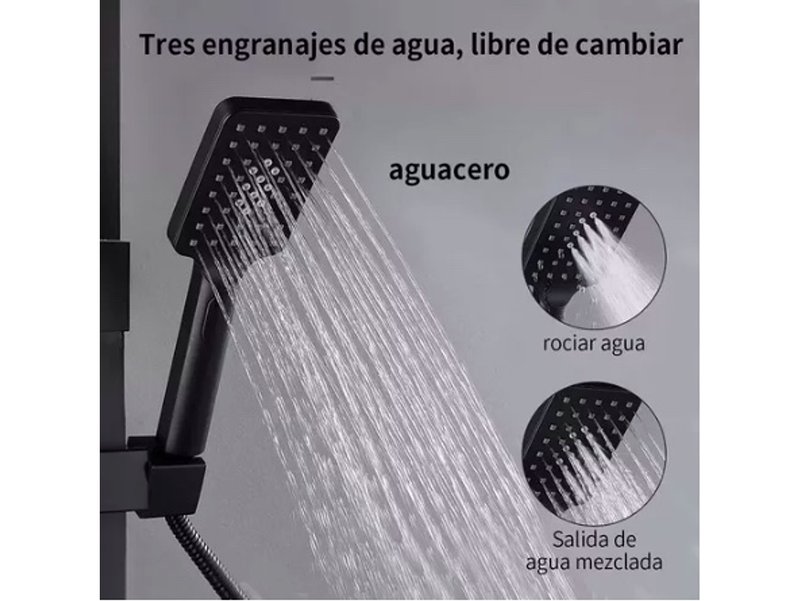 COLUMNA DE DUCHA NEGRO MATE MULTI-FUNCIONES CON PANTALLA 3