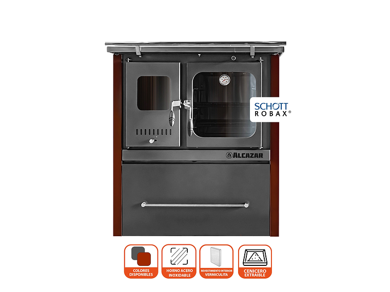 COCINA A LEÑA ALCAZAR EUROPEA M90 BURDEO 2